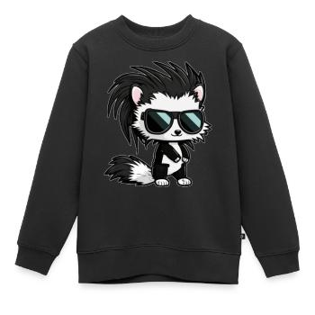 Comic skunk in cool avec des lunettes de soleil rétro - Sweat Premium enfant bio - noir - Devant - AI Model Kid Female (0cm)
