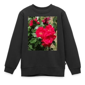 roses rouge avec ses feuilles - Sweat Premium enfant bio - noir - Devant - AI Model Kid Female (0cm)