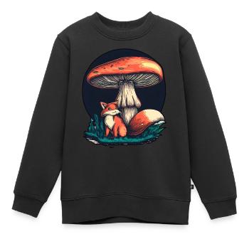 CHAMPIGNON ET RENARD - Sweat Premium enfant bio - noir - Devant - AI Model Kid Female (0cm)