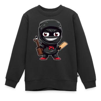 École Ninja - Sweat Premium enfant bio - noir - Devant - AI Model Kid Female (0cm)