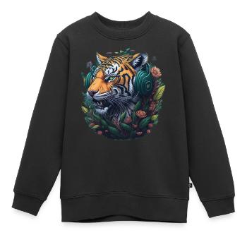 Tiger Vintage Gamer - Sweat Premium enfant bio - noir - Devant - AI Model Kid Female (0cm)