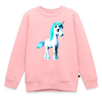Einhorn blaue Mähne blauer Schweif - Kinder Premium Organic Sweatshirt - Rosa - Vorne - AI Model Kid Female (0cm)