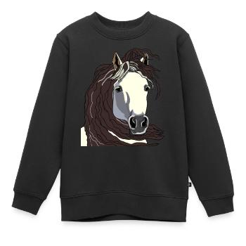 Pferdekopf 05 Schimmel - Kinder Premium Organic Sweatshirt - Schwarz - Vorne - AI Model Kid Female (0cm)