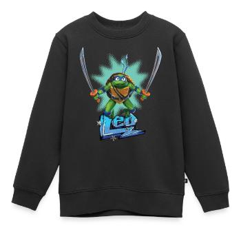 TMNT Mutant Mayhem Turtle Leo - Sweat Premium enfant bio - noir - Devant - AI Model Kid Female (0cm)