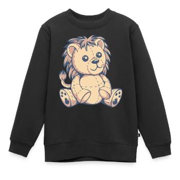 cute lion stuffed animal - Kids Premium Organic Sweatshirt - black - Front - AI Model Kid Female (0cm)