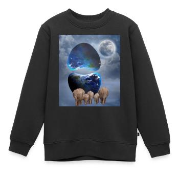 Flucht der Elefanten. - Kinder Premium Organic Sweatshirt - Schwarz - Vorne - AI Model Kid Female (0cm)