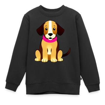 Brauner süßer Hund, sitzend - Kinder Premium Organic Sweatshirt - Schwarz - Vorne - AI Model Kid Female (0cm)