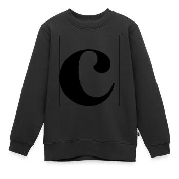 Lettre alphabet c - Sweat Premium enfant bio - noir - Devant - AI Model Kid Female (0cm)