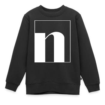 Lettre alphabet n - Sweat Premium enfant bio - noir - Devant - AI Model Kid Female (0cm)