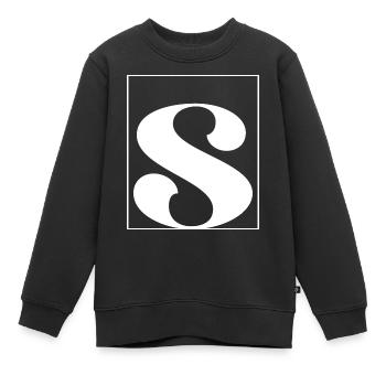 Lettre alphabet s - Sweat Premium enfant bio - noir - Devant - AI Model Kid Female (0cm)