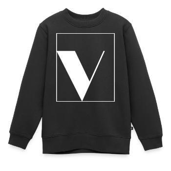 Buchstaben-Alphabet v - Kinder Premium Organic Sweatshirt - Schwarz - Vorne - AI Model Kid Female (0cm)