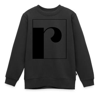 Lettre alphabet r - Sweat Premium enfant bio - noir - Devant - AI Model Kid Female (0cm)