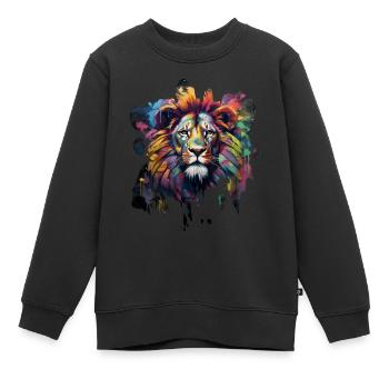 Löwe im Graffiti-Stil - Kinder Premium Organic Sweatshirt - Schwarz - Vorne - AI Model Kid Female (0cm)