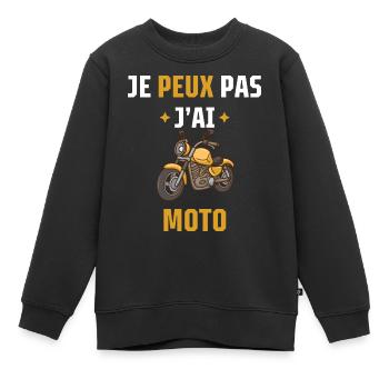 je peux pas j'ai moto - Sweat Premium enfant bio - noir - Devant - AI Model Kid Female (0cm)
