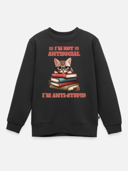 Schlaue Baby Katze - Kinder Premium Organic Sweatshirt - Schwarz