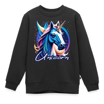 Licorne - Sweat Premium enfant bio - noir - Devant - AI Model Kid Female (0cm)