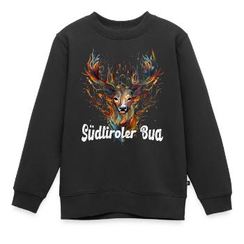 Südtiroler Bua mit Hirsch Südtirol Tracht - Kinder Premium Organic Sweatshirt - Schwarz - Vorne - AI Model Kid Female (0cm)