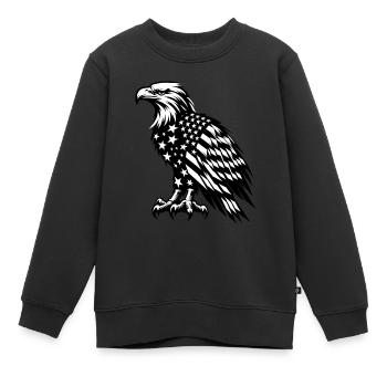Adler in US-Flagge | Eagle American Football USA - Kinder Premium Organic Sweatshirt - Schwarz - Vorne - AI Model Kid Female (0cm)