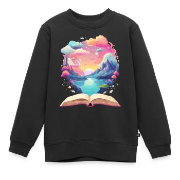 Zauberhafte Bücher Welten - Kinder Premium Organic Sweatshirt - Schwarz - Vorne - AI Model Kid Female (0cm)