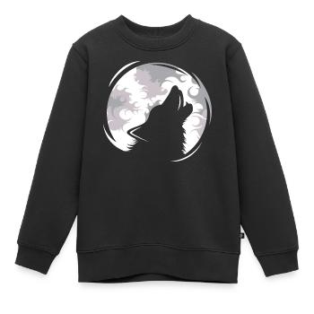 Wolf Wölfe jaulen Mond Abend Dunkel Tiere Natur - Kinder Premium Organic Sweatshirt - Schwarz - Vorne - AI Model Kid Female (0cm)