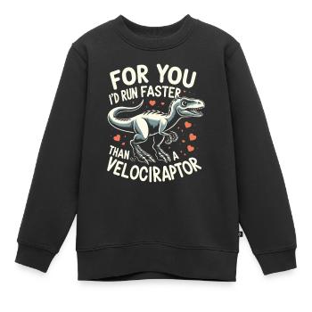 Vélociraptor Humour St Valentin Cadeau Dinosaure - Sweat Premium enfant bio - noir - Devant - AI Model Kid Female (0cm)