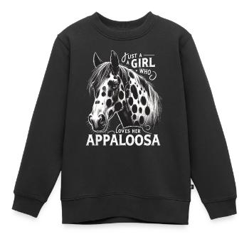 Nur ein Mädchen, das ihren Appaloosa-Reiter liebt - Kinder Premium Organic Sweatshirt - Schwarz - Vorne - AI Model Kid Female (0cm)