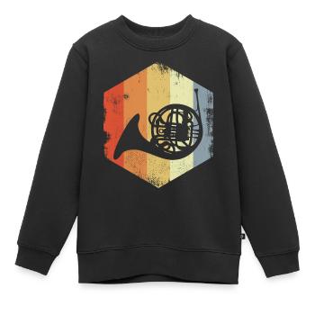Horn Retro Look - Kinder Premium Organic Sweatshirt - Schwarz - Vorne - AI Model Kid Female (0cm)