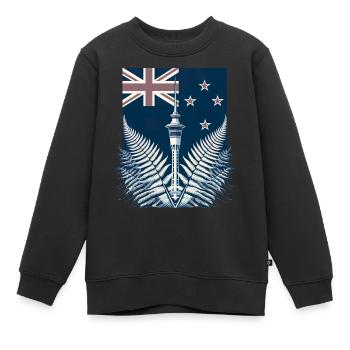 Nouvelle-Zélande Aotearoa Kiwi 12 - Sweat Premium enfant bio - noir - Devant - AI Model Kid Female (0cm)