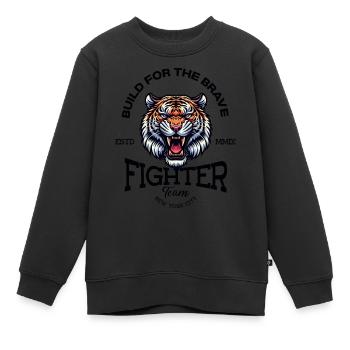 Fighter Team - Construit pour les Braves - Sweat Premium enfant bio - noir - Devant - AI Model Kid Female (0cm)