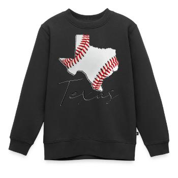 Vrai Baseball au Texas Carte de l’État TX - Sweat Premium enfant bio - noir - Devant - AI Model Kid Female (0cm)