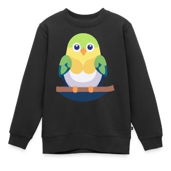 Perruche colorée sur branche - Sweat Premium enfant bio - noir - Devant - AI Model Kid Female (0cm)