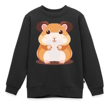 Süßer Hamster mit großen Augen - Kinder Premium Organic Sweatshirt - Schwarz - Vorne - AI Model Kid Female (0cm)