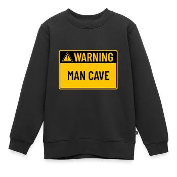 Warning: Man Cave - Kids Premium Organic Sweatshirt - black - Front - AI Model Kid Female (0cm)