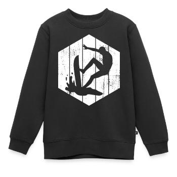 Wellenreiter Skizze - Kinder Premium Organic Sweatshirt - Schwarz - Vorne - AI Model Kid Female (0cm)