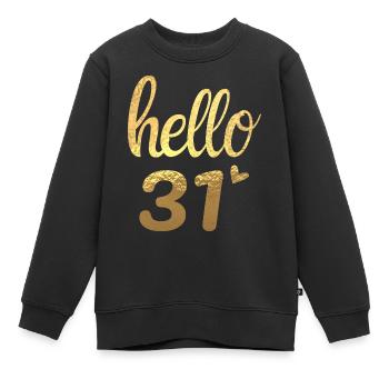 Hallo 31 Gold - Kinder Premium Organic Sweatshirt - Schwarz - Vorne - AI Model Kid Female (0cm)