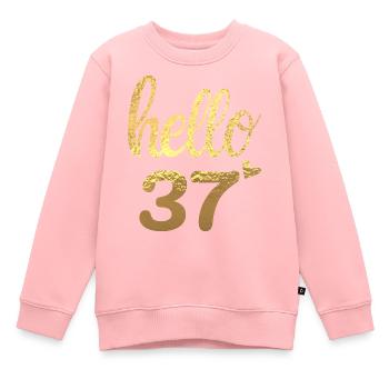 Hello 37 doré - Sweat Premium enfant bio - rose - Devant - AI Model Kid Female (0cm)