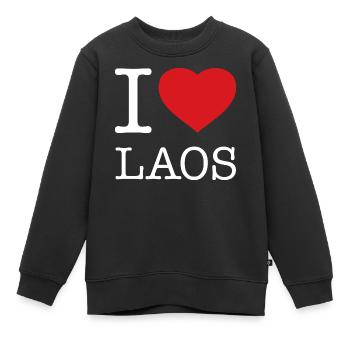 I LOVE LAOS - Kinder Premium Organic Sweatshirt - Schwarz - Vorne - AI Model Kid Female (0cm)