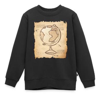 Geografie - Vintage Globus & Zeigestock - Kinder Premium Organic Sweatshirt - Schwarz - Vorne - AI Model Kid Female (0cm)