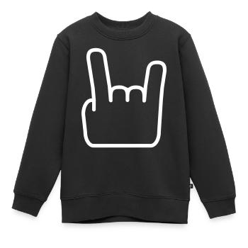 Heavy Metal Hard Rock Musik Hörner Handgeste Logo - Kinder Premium Organic Sweatshirt - Schwarz - Vorne - AI Model Kid Female (0cm)