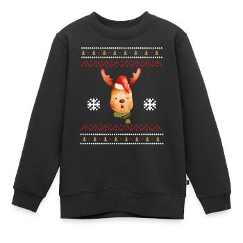 Renne Noël Animal Cadeau de Noël - Sweat Premium enfant bio - noir - Devant - AI Model Kid Female (0cm)
