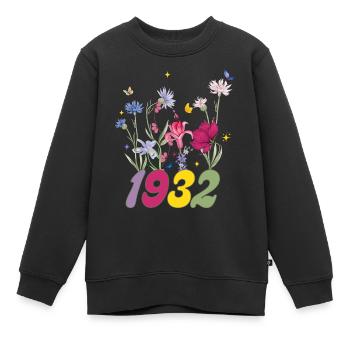 Geburtsjahr 1932 Wildblumen - Kinder Premium Organic Sweatshirt - Schwarz - Vorne - AI Model Kid Female (0cm)