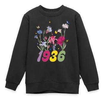 Geburtsjahr 1936 Wildblumen - Kinder Premium Organic Sweatshirt - Schwarz - Vorne - AI Model Kid Female (0cm)