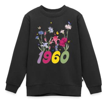 Geburtsjahr 1960 Wildblumen - Kinder Premium Organic Sweatshirt - Schwarz - Vorne - AI Model Kid Female (0cm)