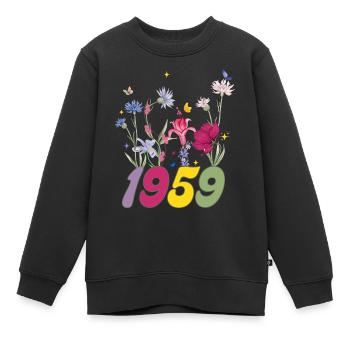 Geburtsjahr 1959 Wildblumen - Kinder Premium Organic Sweatshirt - Schwarz - Vorne - AI Model Kid Female (0cm)