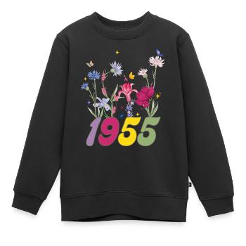 Geburtsjahr 1955 Wildblumen - Kinder Premium Organic Sweatshirt - Schwarz - Vorne - AI Model Kid Female (0cm)