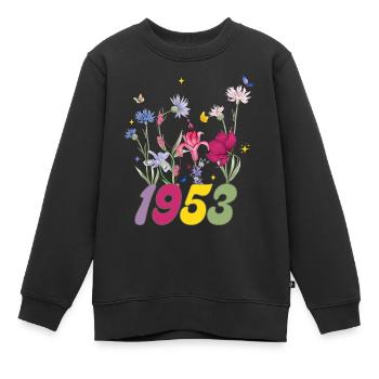 Geburtsjahr 1953 Wildblumen - Kinder Premium Organic Sweatshirt - Schwarz - Vorne - AI Model Kid Female (0cm)