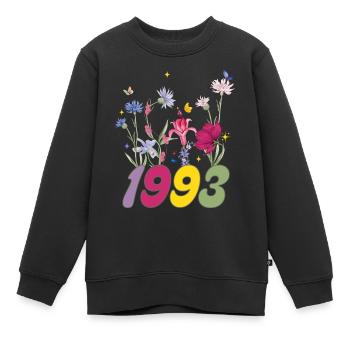 Geburtsjahr 1993 Wildblumen - Kinder Premium Organic Sweatshirt - Schwarz - Vorne - AI Model Kid Female (0cm)