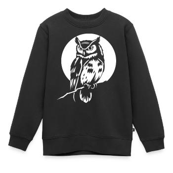 Hibou dans la pleine lune - Sweat Premium enfant bio - noir - Devant - AI Model Kid Female (0cm)