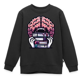 Gehirnfressende Bücher Lustig für Leser und Bücher - Kinder Premium Organic Sweatshirt - Schwarz - Vorne - AI Model Kid Female (0cm)