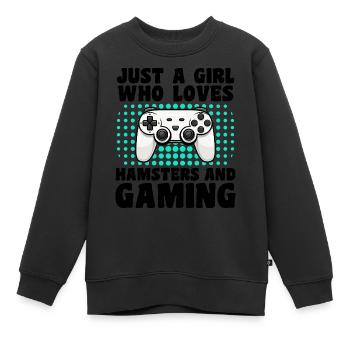Gamer und Hamster: Videospiele und kleine Gefährten - Kinder Premium Organic Sweatshirt - Schwarz - Vorne - AI Model Kid Female (0cm)